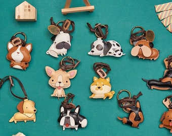 Tickpick Leather Bag Charm, Unique Bag Charm, Cute Key Chain, Handmade Bag Charm, Keychain Gift, Animal Keychain, Dog Lovers