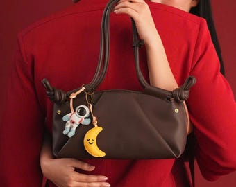 Handmade Adorable Microfiber Leather Bag Charm Keychain – Microfiber Accessory for Bags & Keys