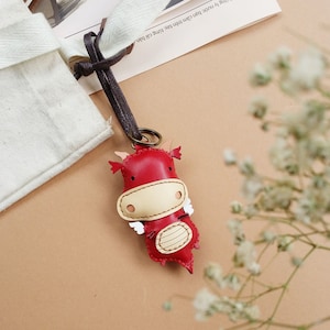 Dragon Fire Bag Charm, Unique Microfiber Bag Charm, Cute Key Chain, Handmade Bag Charm, Keychain Gift, Animal Keychain, Unique Gift
