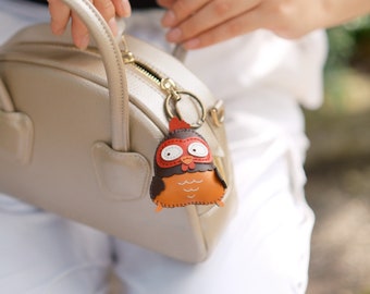 Chicken Leather Toy, Cute Leather Bag Charm, Lovely Animal Keychain, Unique Accessories