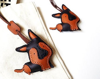 Handmade German Shepherd Bag Charm: Microfiber Leather Keychain Gift