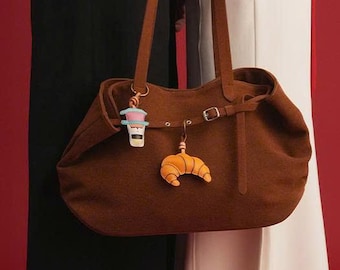 Adorable Handmade Microfiber Leather Keychain – Cute Bag Charm Gift Idea