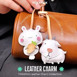 Charm para bolso único, Charm para bolso con forma de animal, Charm de cuero vegano de microfibra, Charms para bolso, Llavero de cuero con forma de animal, Regalo para ella