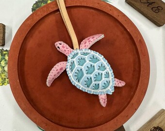 Sea Turtle Bag Charm: Handmade Microfiber Leather Keychain Gift