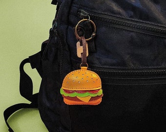 Buger / Milktea Bag Charm, Unique Microfiber Bag Charm, Cute Key Chain, Handmade Bag Charm, Keychain Gift