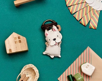 Schnauzer Bag Charm, Unique Bag Charm, Cute Key Chain, Handmade Bag Charm, Keychain Gift, Animal Keychain, Unique Small Gift
