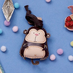 Monkey-Monkey Bag Charm, Unique Microfiber Bag Charm, Cute Key Chain, Handmade Bag Charm, Keychain Gift, Animal Keychain