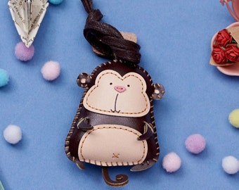 Monkey-Monkey Bag Charm, Unique Microfiber Bag Charm, Cute Key Chain, Handmade Bag Charm, Keychain Gift, Animal Keychain