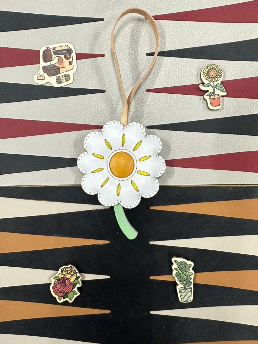 Daisy Flower Bag Charm, Flower Collection Bag Charm, Purse Bag Charm