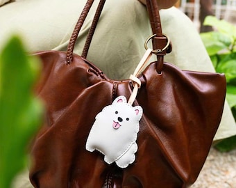 Hand Sewn Leather Dog Bag Charm: Boxer, Chihuahua, Dog Lover Gift