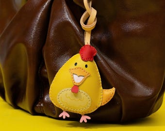 Cute Funny Animal Keychain Bag Charm – Vegan Leather Purse & Tote Accessory, Gift for Her