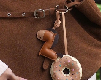 Horse Leather Bag Charm & Animal Collection Keychain, Fox Purse Charm, Car Hanging Accessory – Unique Small Gift for Him or Her