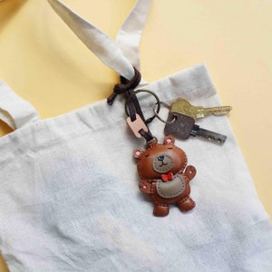 Panda Cute Leather Charm, Unique Bag Charm, Cute Key Chain, Handmade Bag Charm, Keychain Gift, Animal Keychain image 10