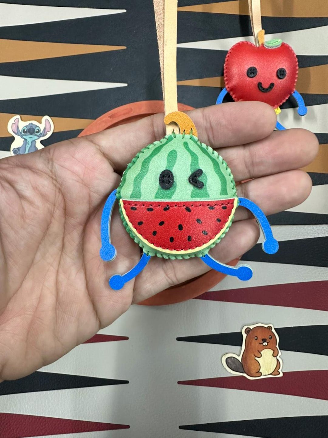 Handmade Watermelon Bag Charm: Microfiber Leather Keychain Gift - Etsy