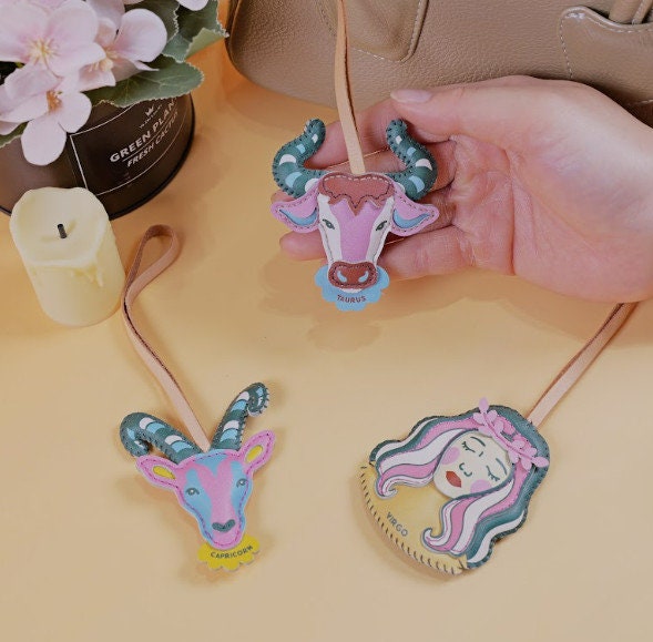Zodiac Signs Bag Charm, Unique Bag Charm, Key Chain, Handmade Bag Charm, Keychain Gift, Handbag Charm, Astrological Signs Purse Charm
