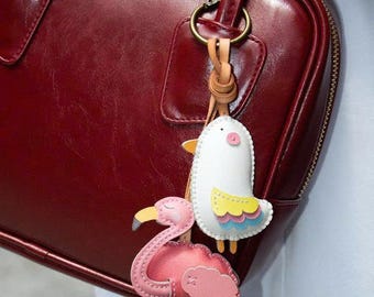 Animal Bag Charm Keychain in Vegan Leather – Handmade Tick & Pick Design