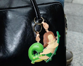 Handmade Microfiber Leather Bag Charm Keychain, Cute Purse Charm Accessory, Key Holder Gift for Her