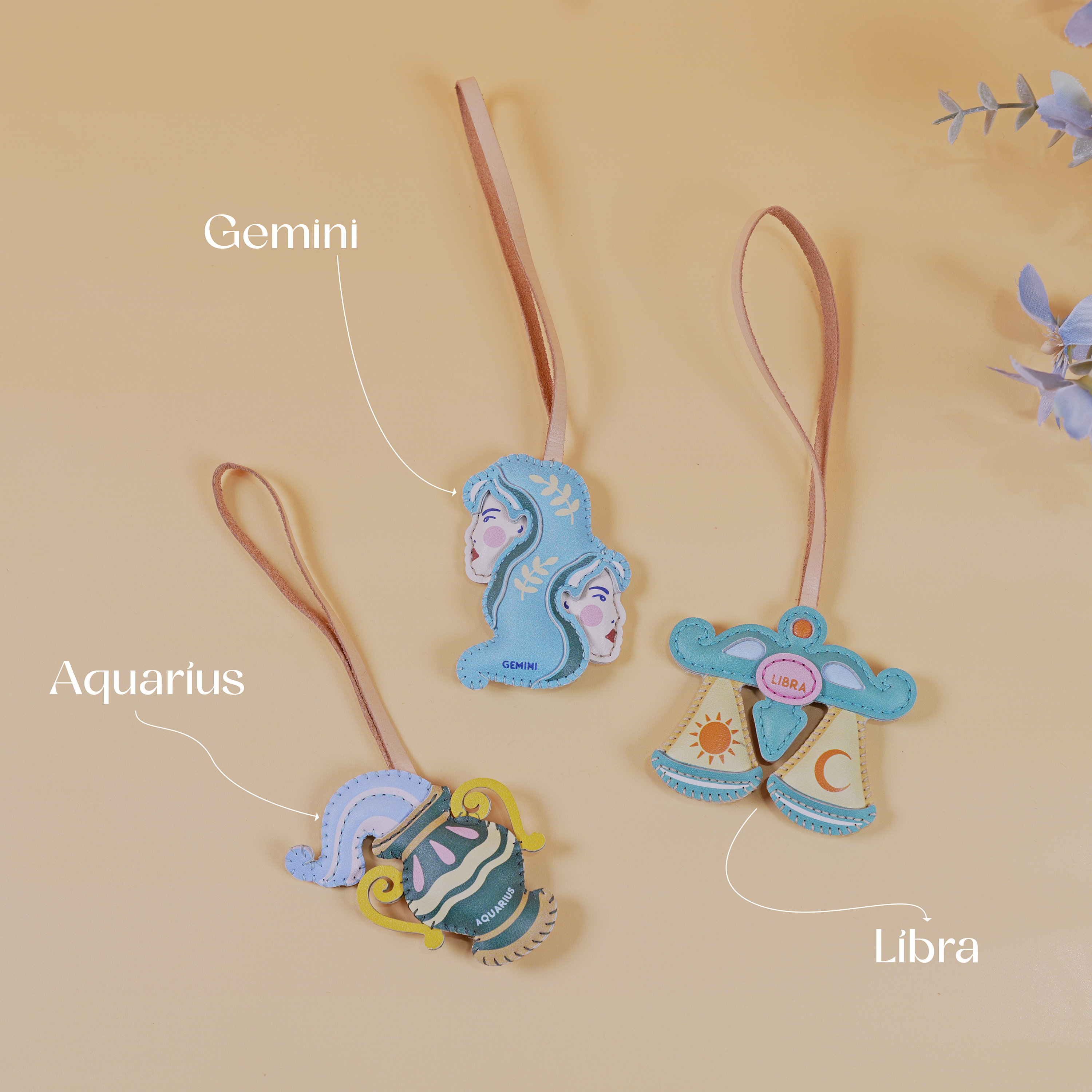 Zodiac Signs Bag Charm, Unique Bag Charm, Key Chain, Handmade Bag Charm, Keychain Gift, Handbag Charm, Astrological Signs Purse Charm