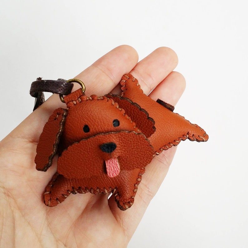 Poodle Leather Bag Charm, Unique Bag Charm, Cute Key Chain, Handmade Bag Charm, Keychain Gift, Animal Keychain, Dog Collection image 8