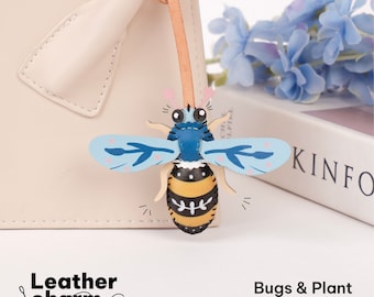 Bee-bee Leather Charm, Unique Leather Bag Charm, Handmade Bag Charm, Keychain Gift, Car Charm, Unique Keychain, Unique Small Gift