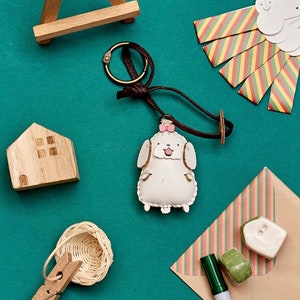Maltese Bag Charm, Unique Microfiber Bag Charm, Cute Key Chain, Handmade Bag Charm, Keychain Gift, Animal Keychain, Unique Small Gift -PT015