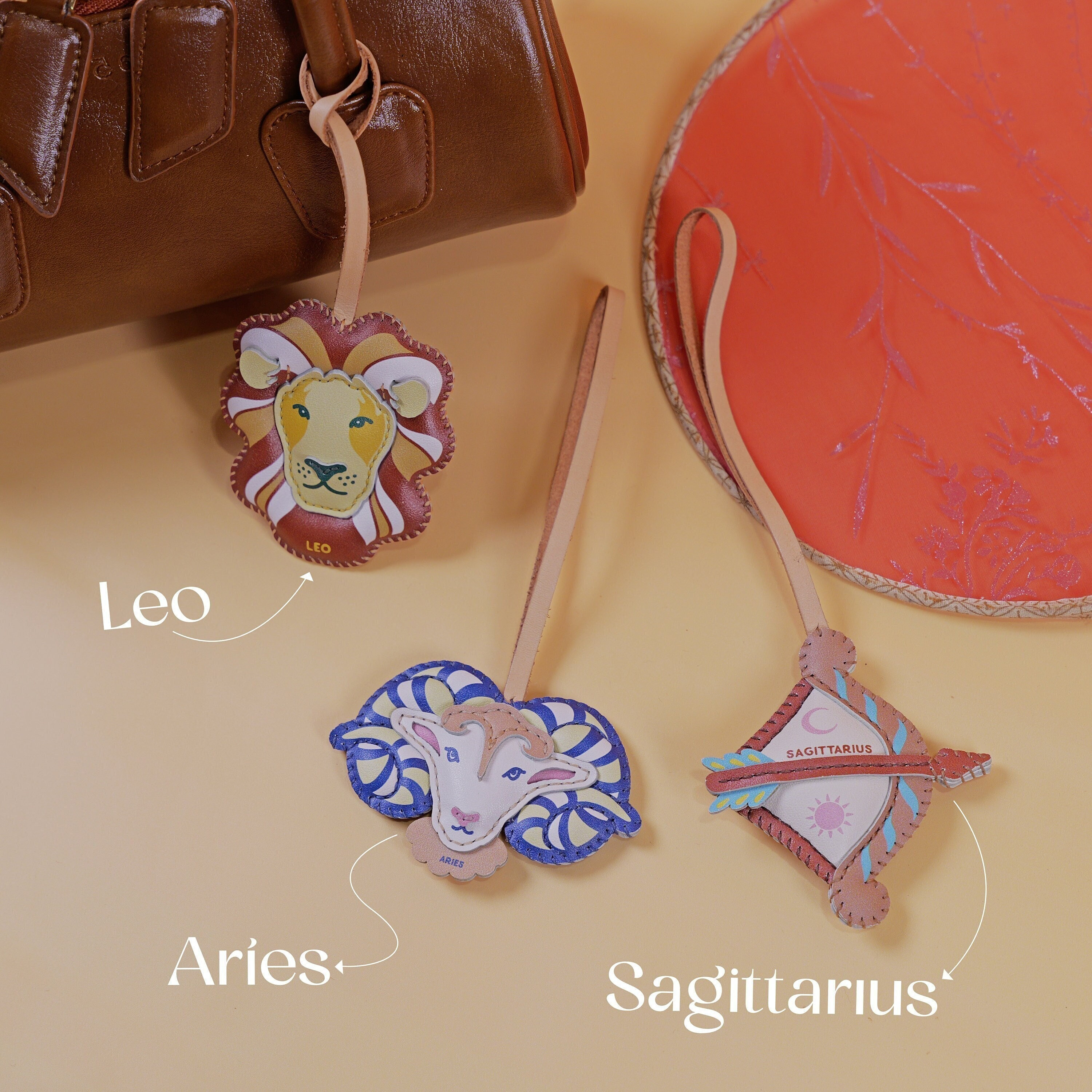 Zodiac Signs Bag Charm, Unique Bag Charm, Key Chain, Handmade Bag Charm, Keychain Gift, Handbag Charm, Astrological Signs Purse Charm