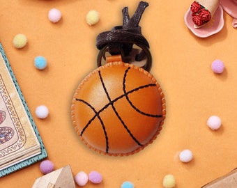 Basketball Leather Bag Charm, Unique Bag Charm, Cute Key Chain, Handmade Bag Charm, Keychain Gift, Ball Keychain, Unique Gift, Gift for Him