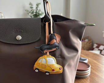 Unique Bag Charm, Microfiber Charm Car, Cute Key Chain, Handmade Bag Charm, Keychain Gift, Animal Keychain, Unique Gift for Friend