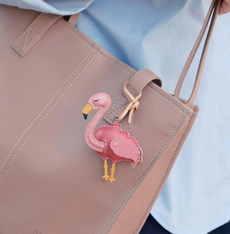 Tuxedo Cat, Bicolor Cat Bag Charm, Unique Microfiber Bag Charm, Cute Key Chain, Handmade Bag Charm, Keychain Gift, Animal Keychain Flamingo