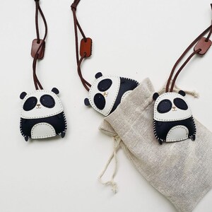 Panda Cute Leather Charm, Unique Bag Charm, Cute Key Chain, Handmade Bag Charm, Keychain Gift, Animal Keychain image 4