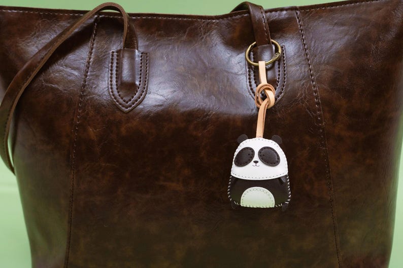 Panda Cute Bag Charm, Unique Microfiber Bag Charm, Cute Key Chain, Handmade Bag Charm, Keychain Gift, Animal Keychain image 2