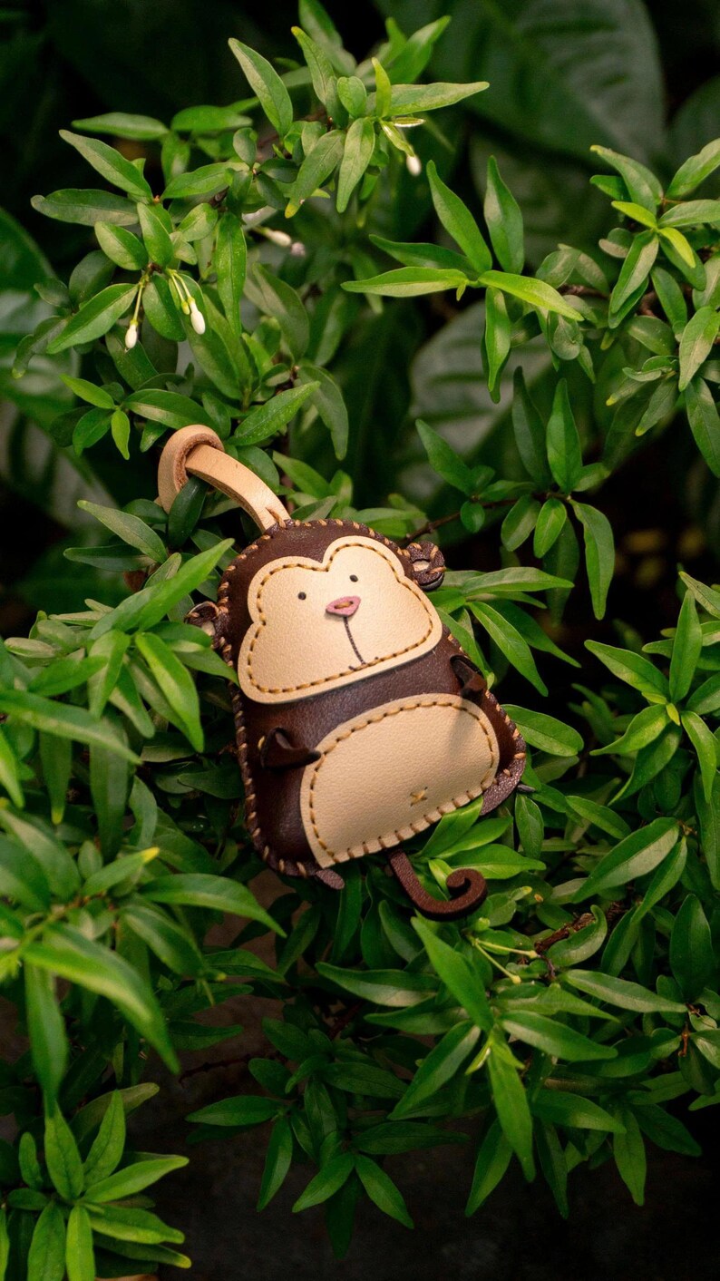 Panda Cute Bag Charm, Unique Microfiber Bag Charm, Cute Key Chain, Handmade Bag Charm, Keychain Gift, Animal Keychain Monkey
