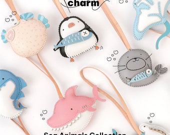 Handmade Leather Sea Animal Bag Charm: Unique Keychain Gift