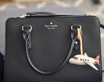 Travel Collection Vegan Leather Bag Charm – Statue of Liberty Keychain, Purse Hanging Accessory with NYC Taxi & Plane, Unique Souvenir Gift