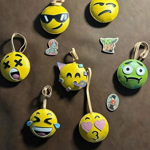 Emoji Microfiber Bag Charm, Party Face Bag Charm, Cute Emoji Keychain, Gift for Her, Microfiber Handbag & Purse Charm Handmade Gift