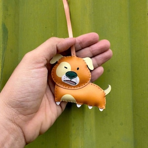 Dog Bag Charm – Handmade Cute Animal Keychain, Vegan Leather Purse Charm, Gift for Dog Lovers