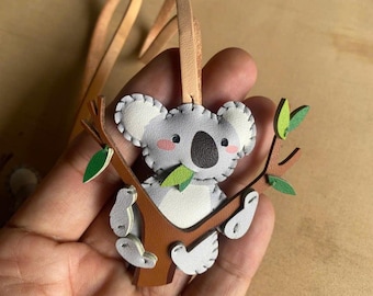 Koala Vegan Leather Purse Charm – Cute Cartoon Keychain, Small Gift for Her by TickPickDesigns