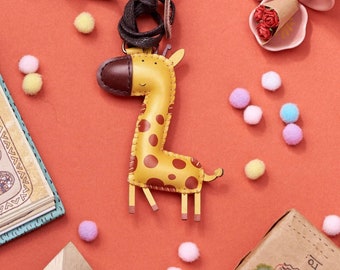 Giraffe Bag Charm, Unique Microfiber Bag Charm, Cute Key Chain, Handmade Bag Charm, Keychain Gift, Animal Keychain, Unique Small Gift
