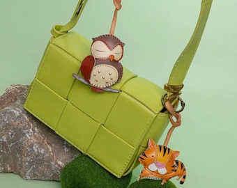 Animal Purse Charm Keychain – Bunny Car Hanging Accessory, Leather Bag Pendant, Small Thoughtful Gift