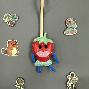 Strawberry Bag Charm, Fruits Collection Bag Charm, Unique Microfiber Bag Charm, Fruits Keychain, Gift for Her