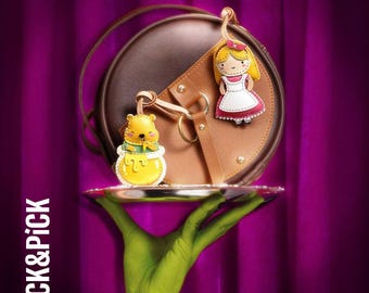 Cartoon-Inspired Vegan Leather Bag Charm – Nostalgic Retro Accessory, Keychain Gift for Her - TickpickDesigns
