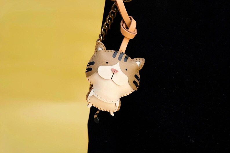 Tuxedo Cat, Bicolor Cat Bag Charm, Unique Microfiber Bag Charm, Cute Key Chain, Handmade Bag Charm, Keychain Gift, Animal Keychain Striped cat