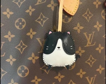 Tuxedo Cat, Bicolor Cat Bag Charm, Unique Microfiber Bag Charm, Cute Key Chain, Handmade Bag Charm, Keychain Gift, Animal Keychain