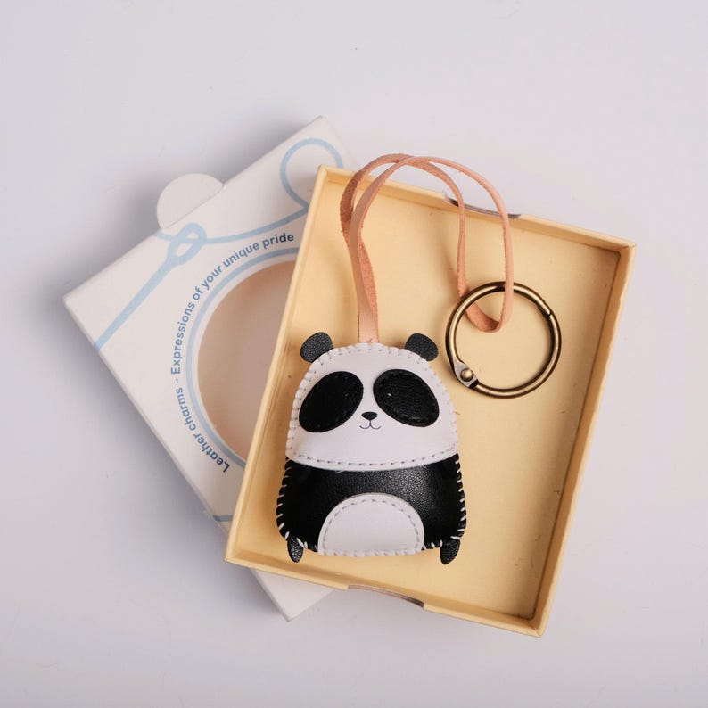 Panda Cute Bag Charm, Unique Microfiber Bag Charm, Cute Key Chain, Handmade Bag Charm, Keychain Gift, Animal Keychain image 3