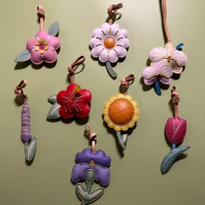 Sakura Flower Bag Charm, Tulip Flower Key Chain, Handmade Bag Charm, Keychain Gift