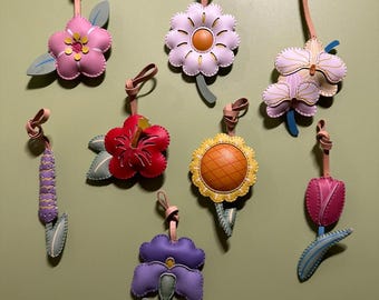 Sakura Flower Bag Charm, Tulip Flower Key Chain, Handmade Bag Charm, Keychain Gift