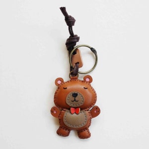 Panda Cute Leather Charm, Unique Bag Charm, Cute Key Chain, Handmade Bag Charm, Keychain Gift, Animal Keychain image 9