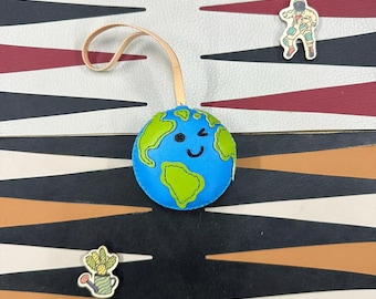 Earth Bag Charm, Microfiber Bag Charm, Unique Keychain, Natural Collection Keychain Gift, Sun and Moon Keychain, Unique Gift for Friend