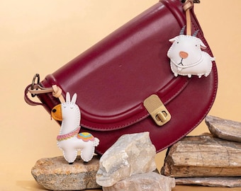 Animal-Themed Bag Charm | Vegan Leather Keychain | Handmade Cute Gift for Friends