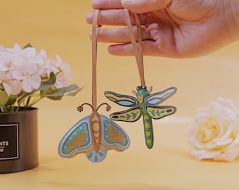 Handmade Leather Insect Keychain: Unique Bag Charm Gift